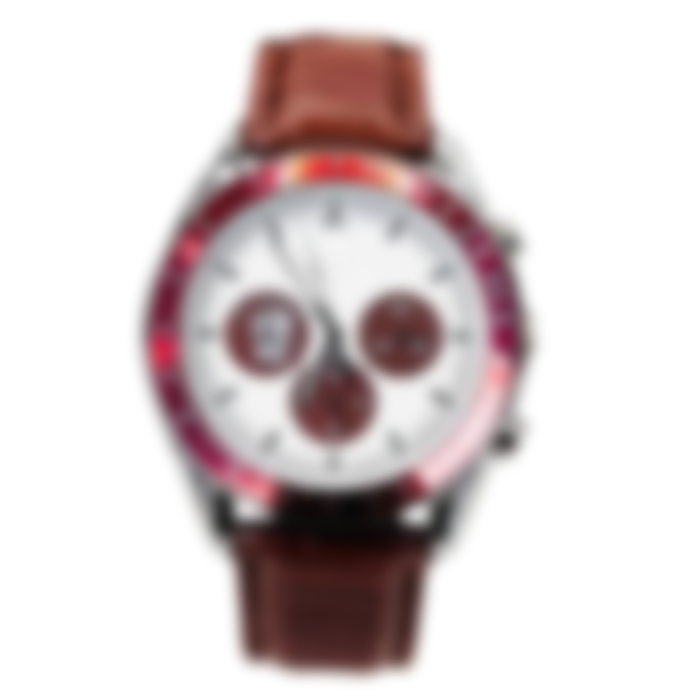 Vintage – White & Burgundy Dial | Brown Leather Strap